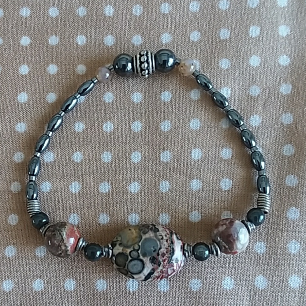 Leopard skin jasper stone bracelet
